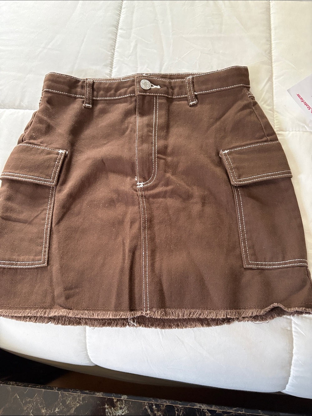 H&M Brown Cargo Pocket A-Line Skirt